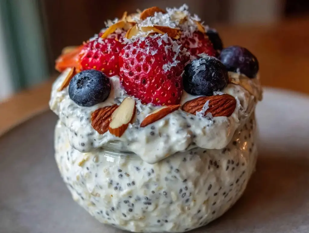 healthy high-protein overnight oats - featured image