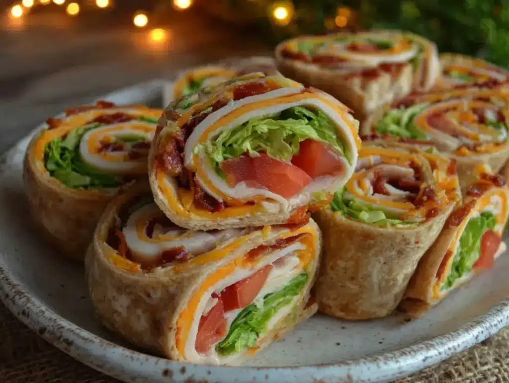 high protein turkey pinwheel wraps - featured image