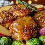 maple dijon chicken thighs - featured image