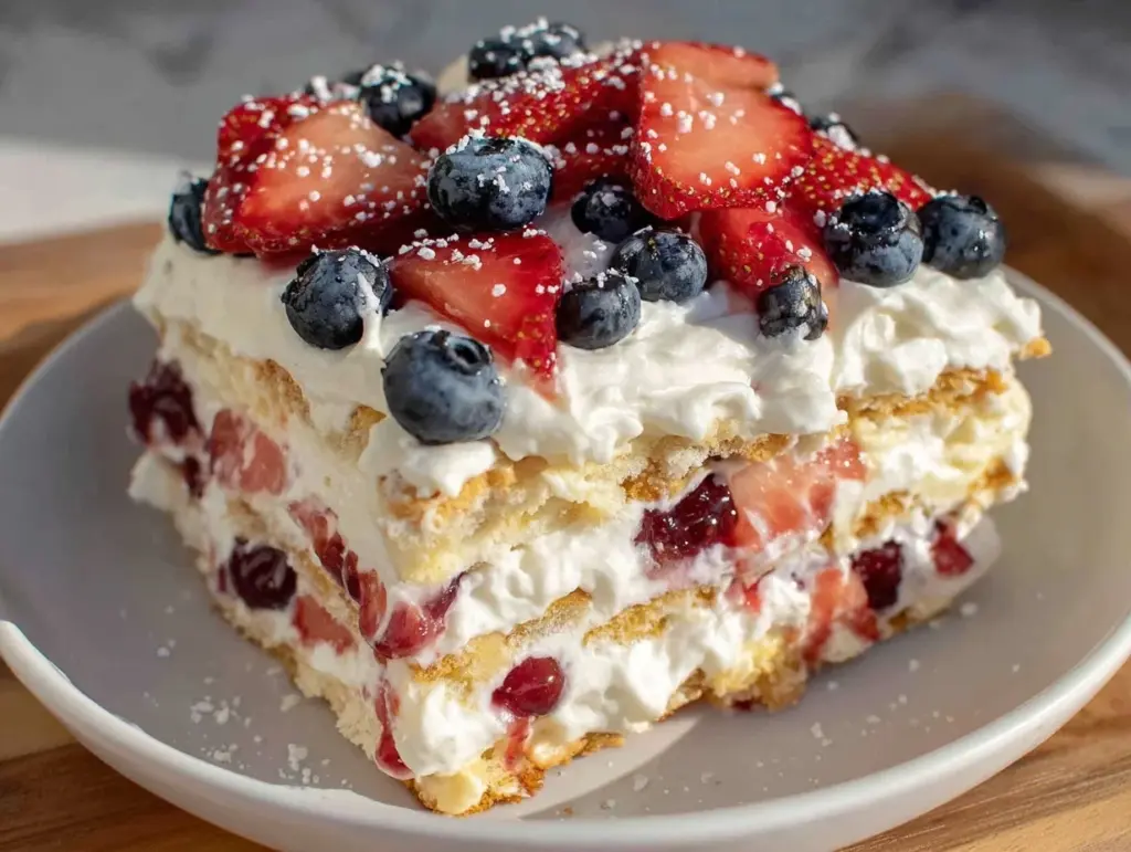 no bake red white and blue icebox cake - featured image