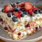 no bake red white and blue icebox cake - featured image