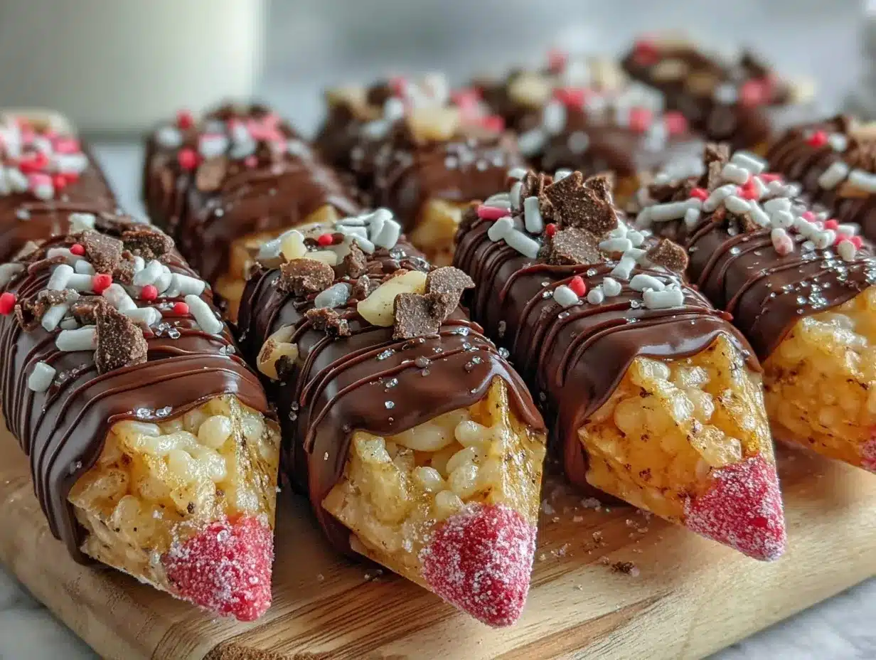 pencil-shaped Rice Krispie treats preparation steps