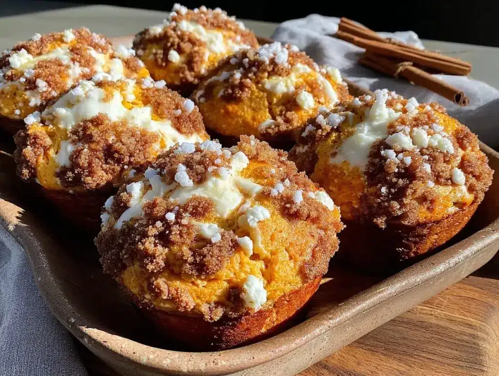 pumpkin cream cheese swirl muffins - featured image