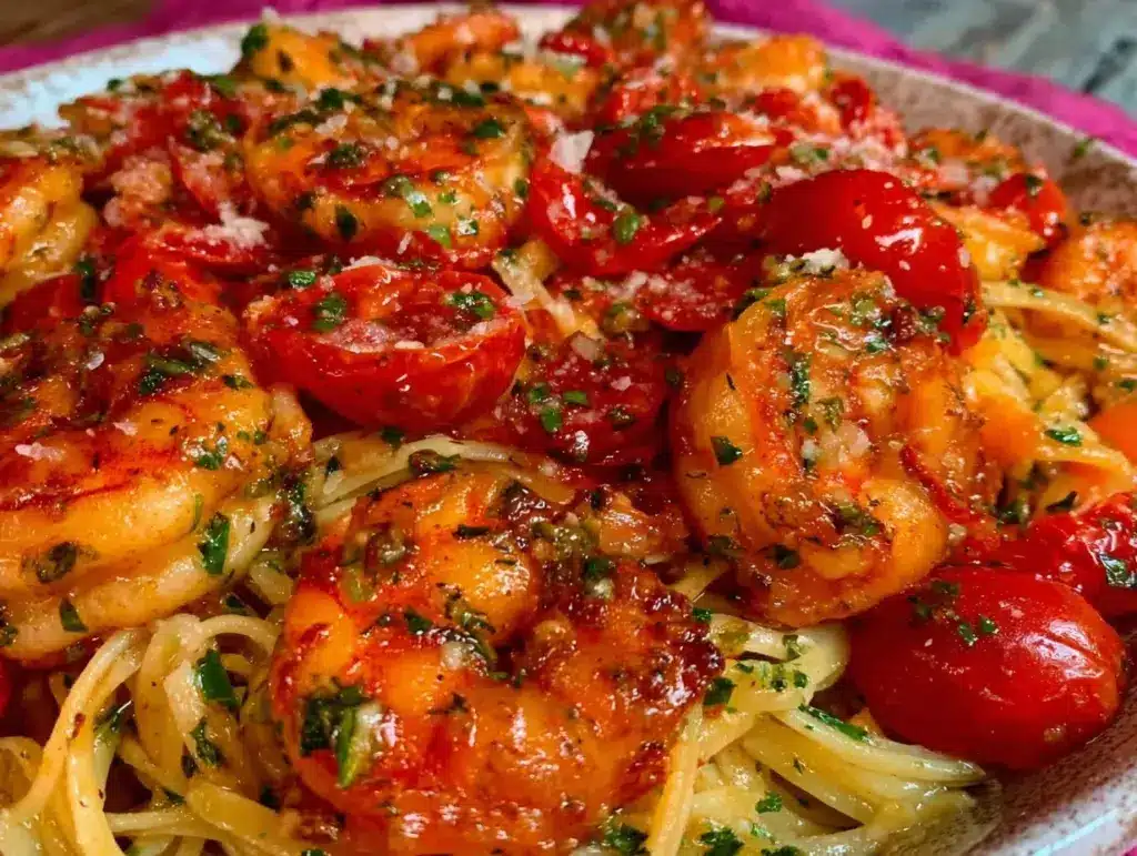 quick garlic butter shrimp pasta - featured image