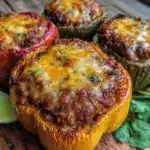 savory cheesy stuffed bell peppers - featured image