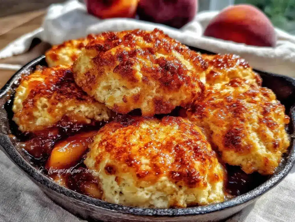 skillet peach cobbler - featured image