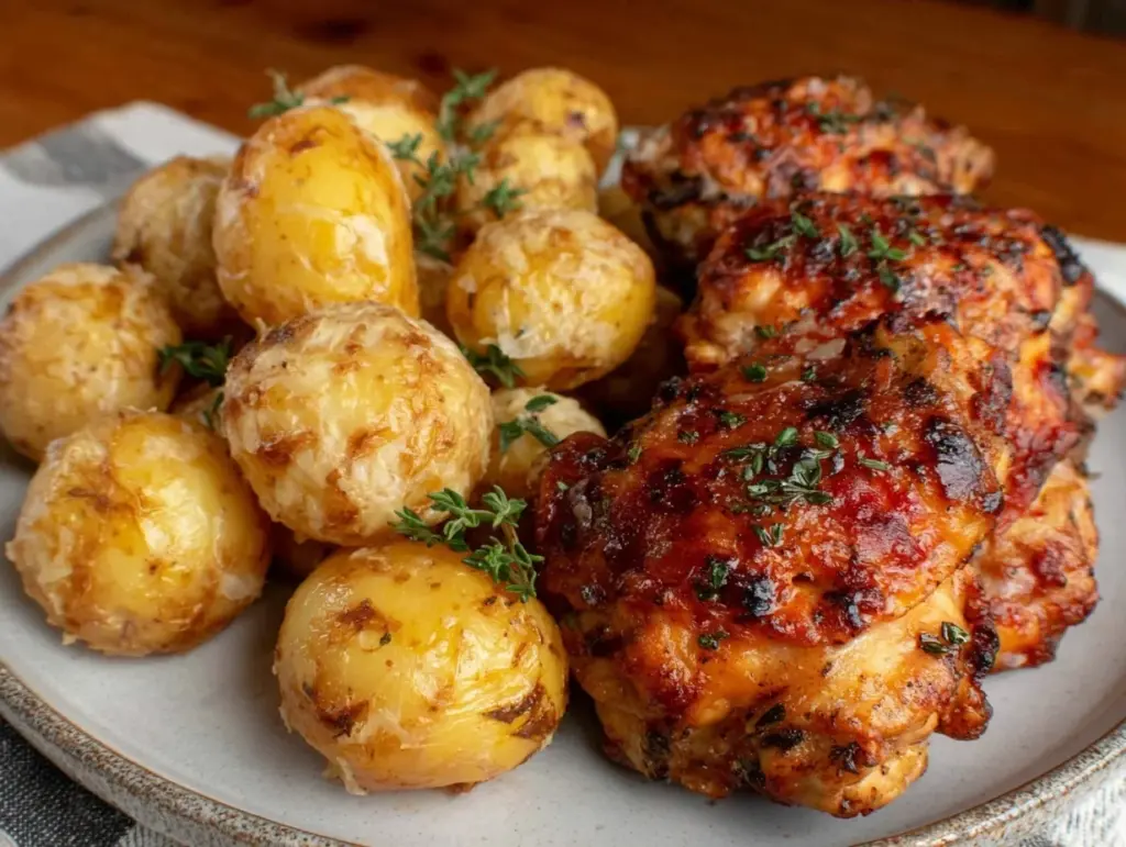 slow cooker garlic parmesan chicken thighs - featured image