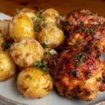 slow cooker garlic parmesan chicken thighs - featured image