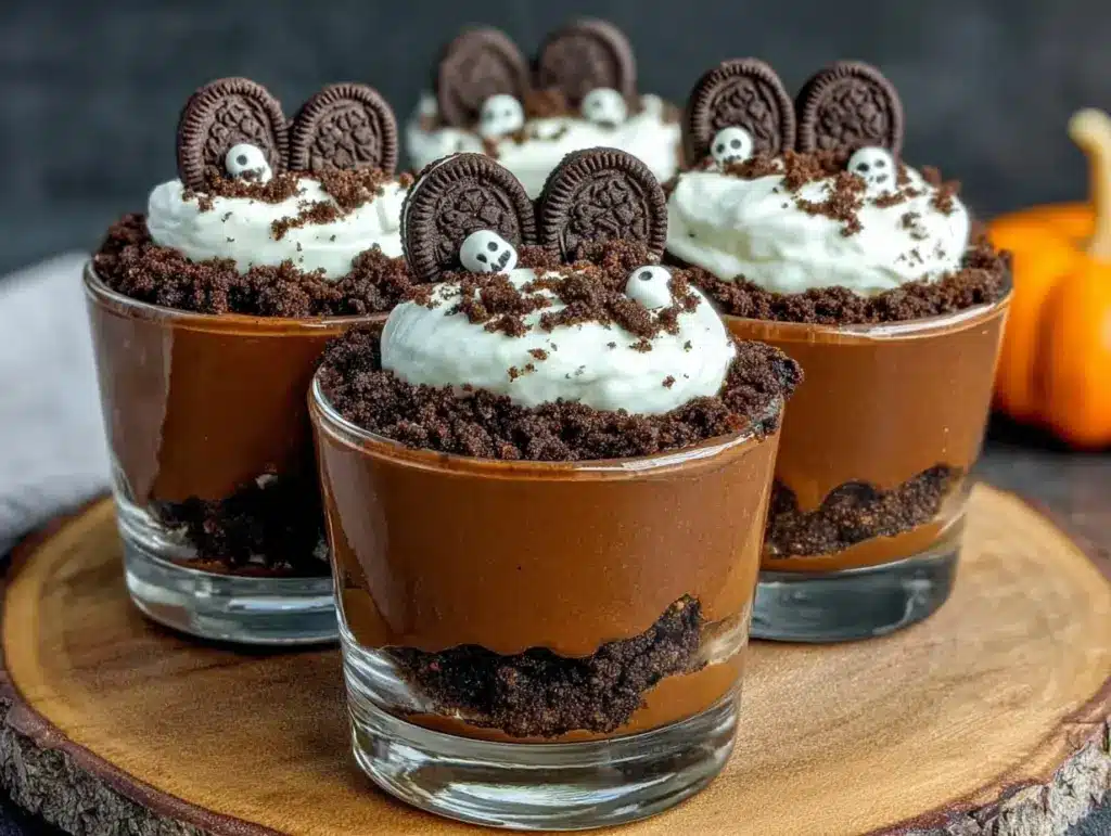 spooky graveyard dirt cup pudding cups - featured image