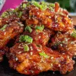 sticky honey garlic chicken wings oven-baked - featured image