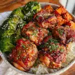 air fryer chicken thigh meal prep bowls - featured image