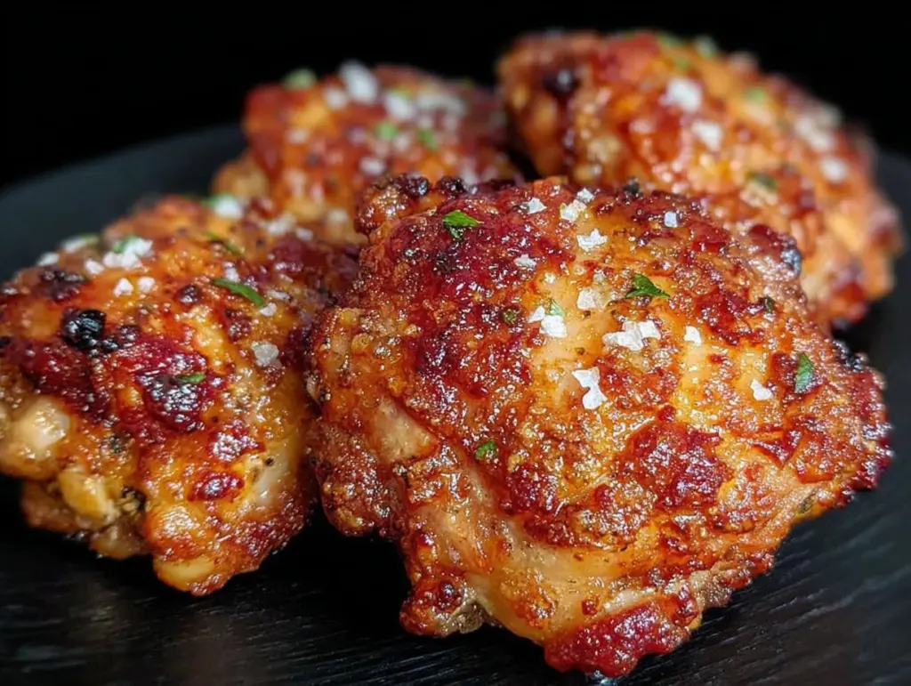 air fryer garlic parmesan chicken thighs - featured image