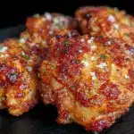 air fryer garlic parmesan chicken thighs - featured image
