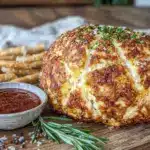 baked football cheese ball - featured image