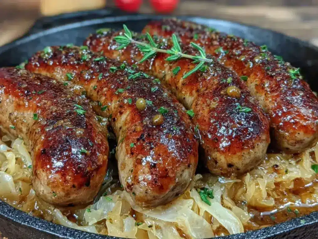 bratwurst and sauerkraut skillet - featured image