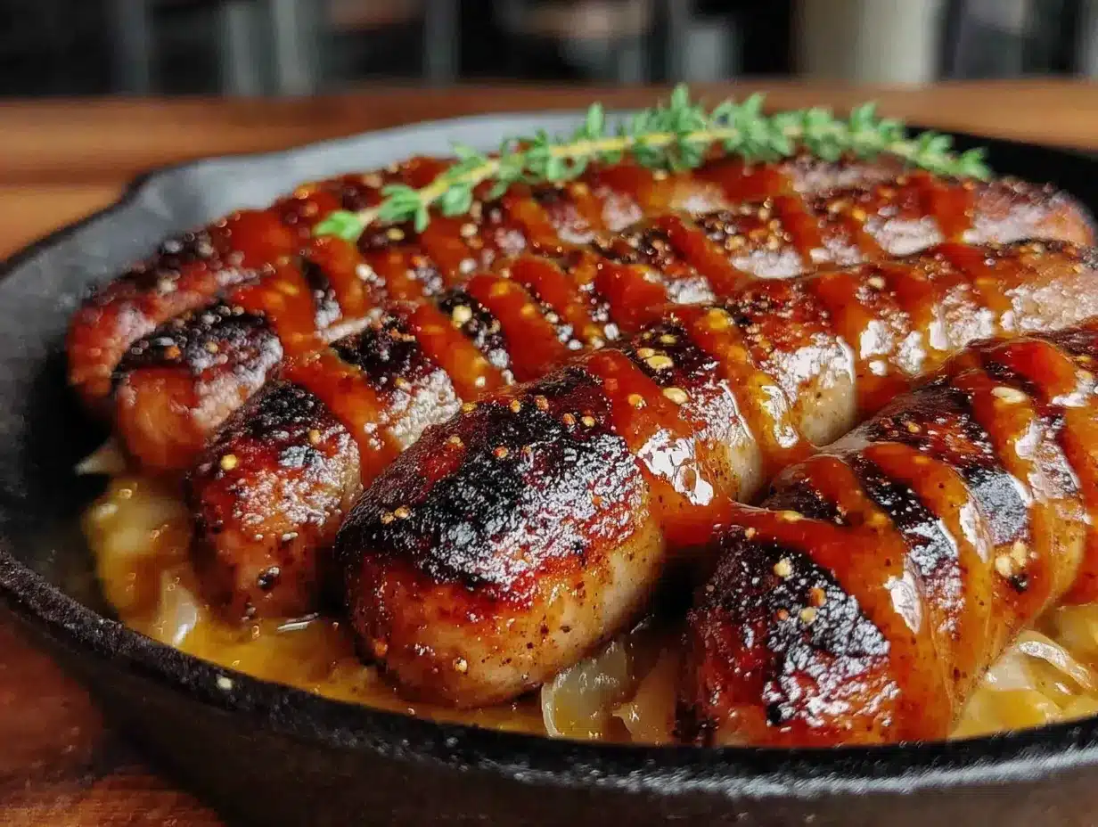 bratwurst and sauerkraut skillet preparation steps