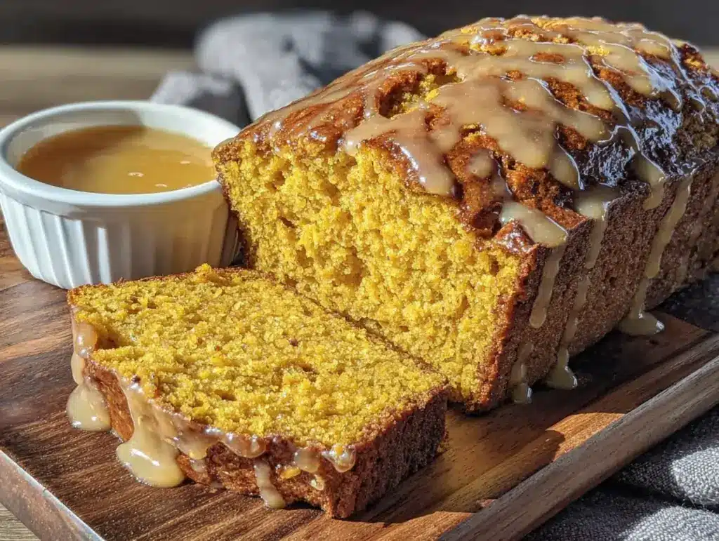 brown butter pumpkin bread with maple glaze - featured image