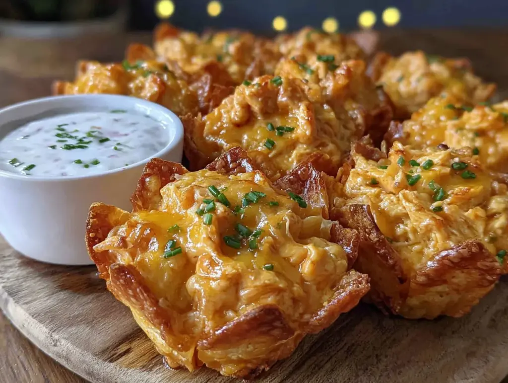 buffalo chicken dip football bites - featured image