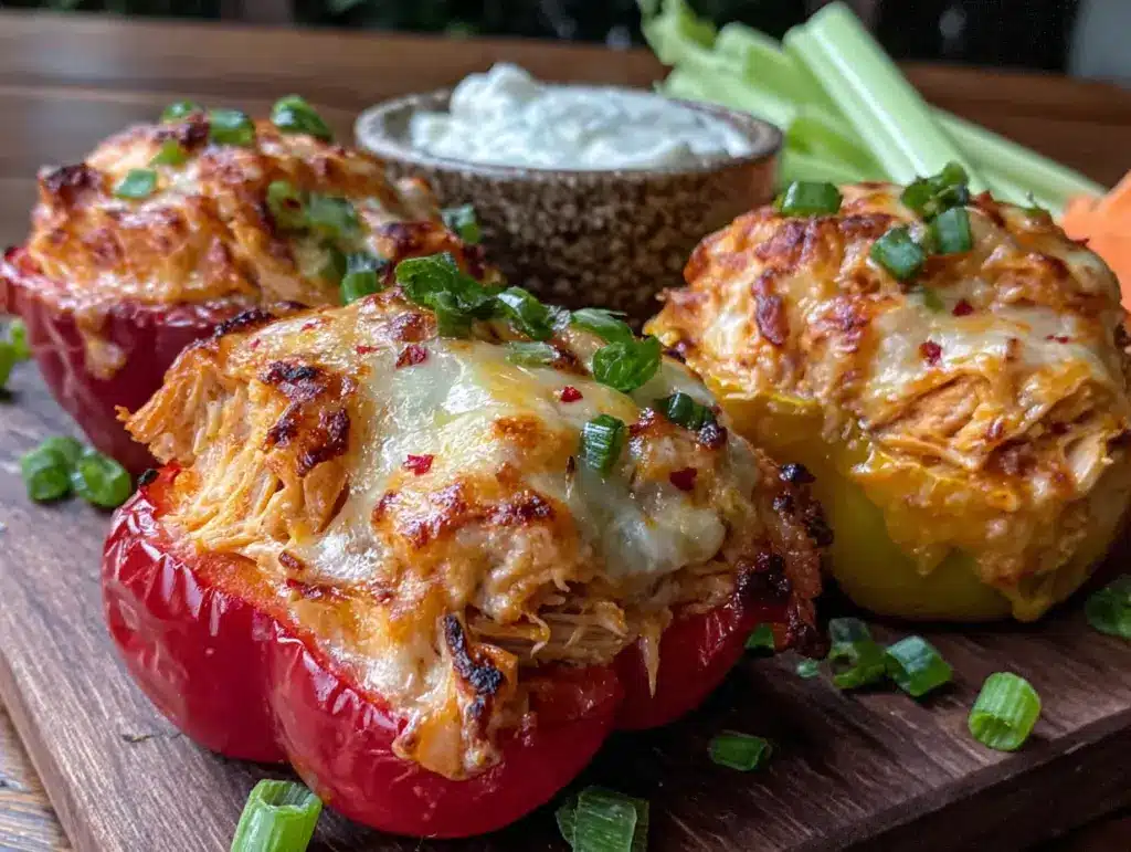 buffalo chicken dip stuffed peppers - featured image