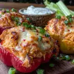 buffalo chicken dip stuffed peppers - featured image