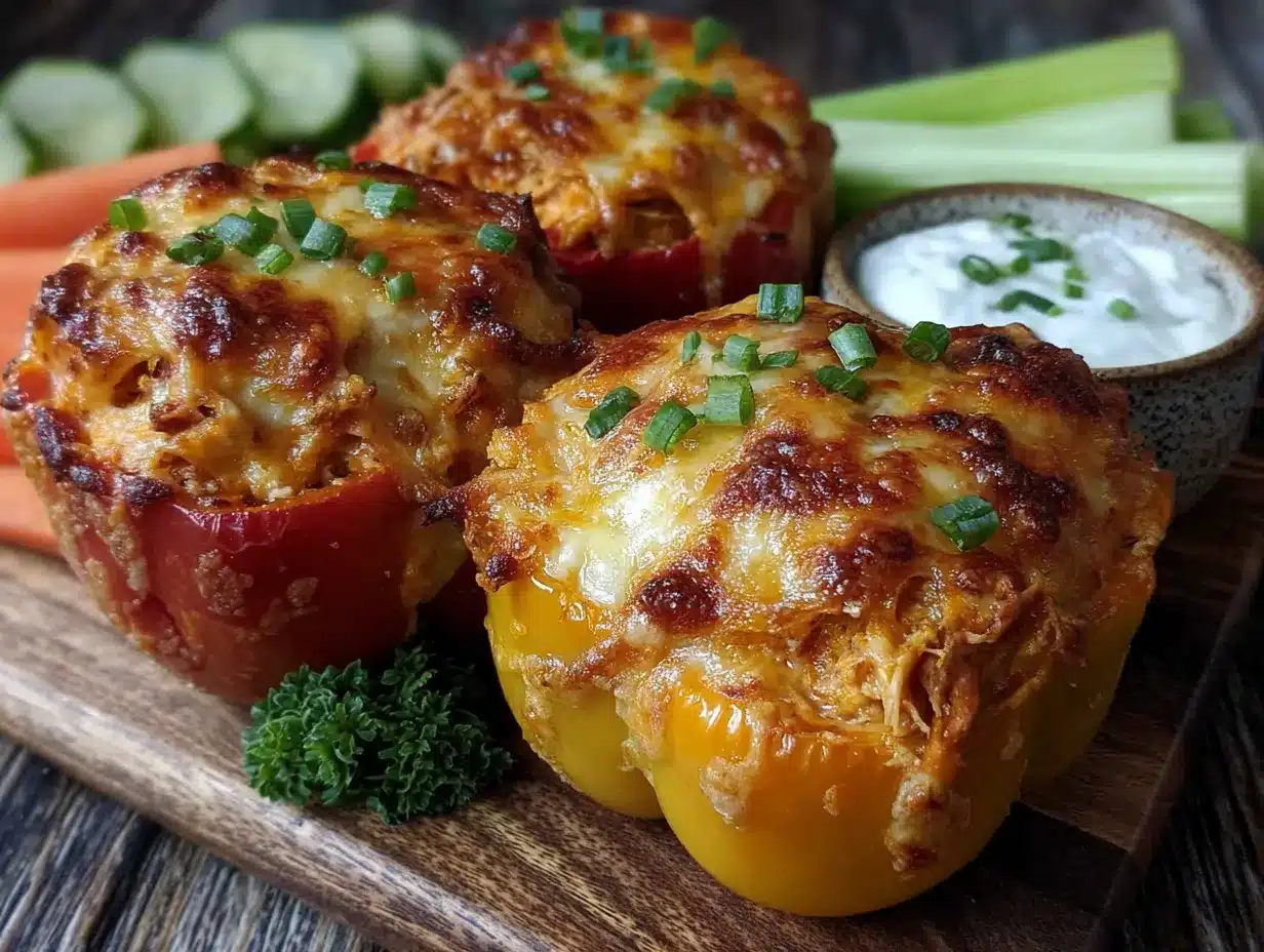 buffalo chicken dip stuffed peppers preparation steps