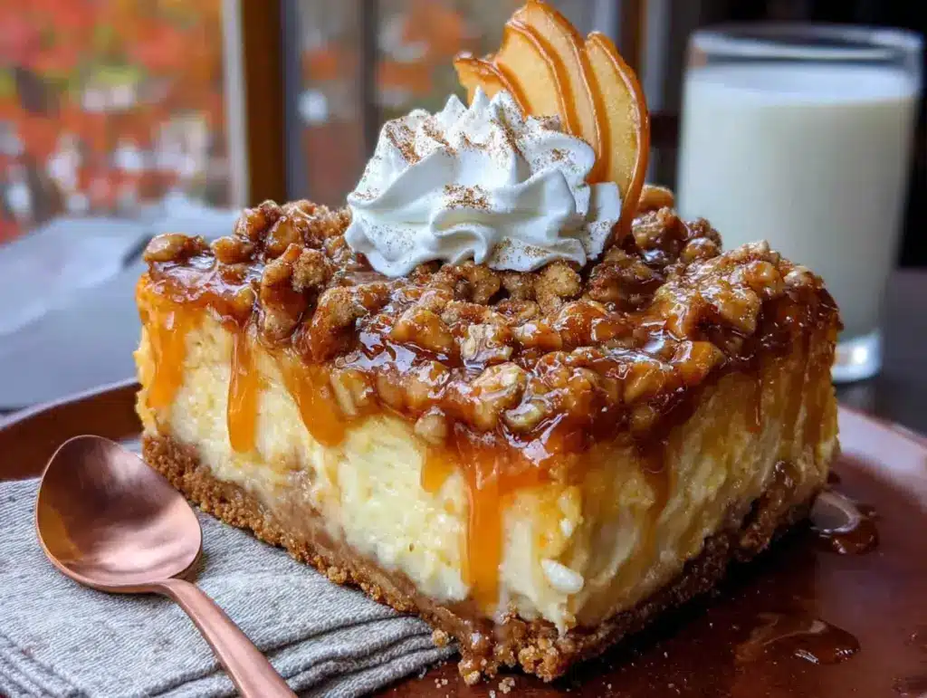 caramel apple cheesecake bars - featured image
