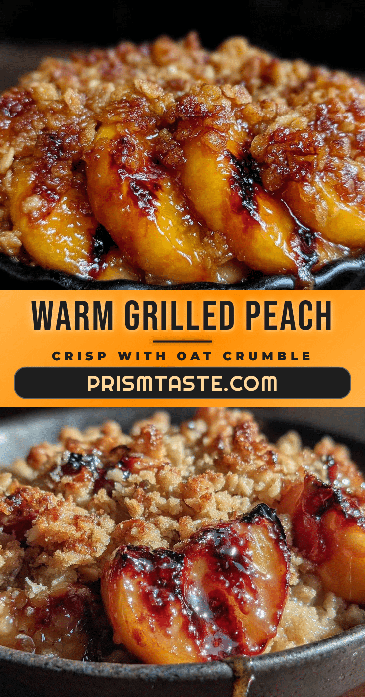 caramelized grilled peach crisp with oat crumble recipe