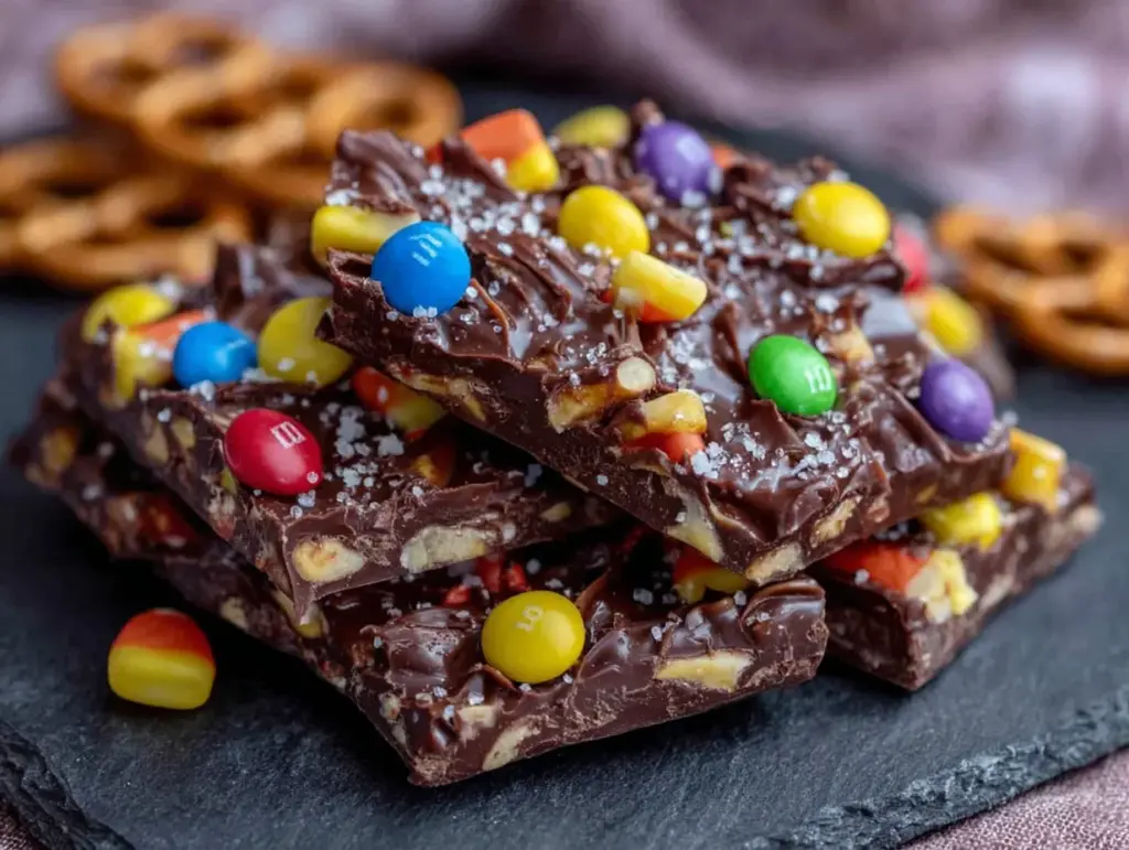 chocolate candy corn bark - featured image