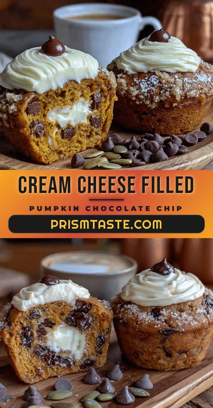 chocolate chip pumpkin muffins with cream cheese filling recipe