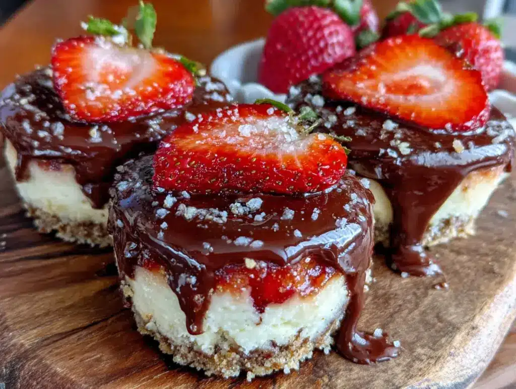 chocolate covered strawberry cheesecake bites - featured image