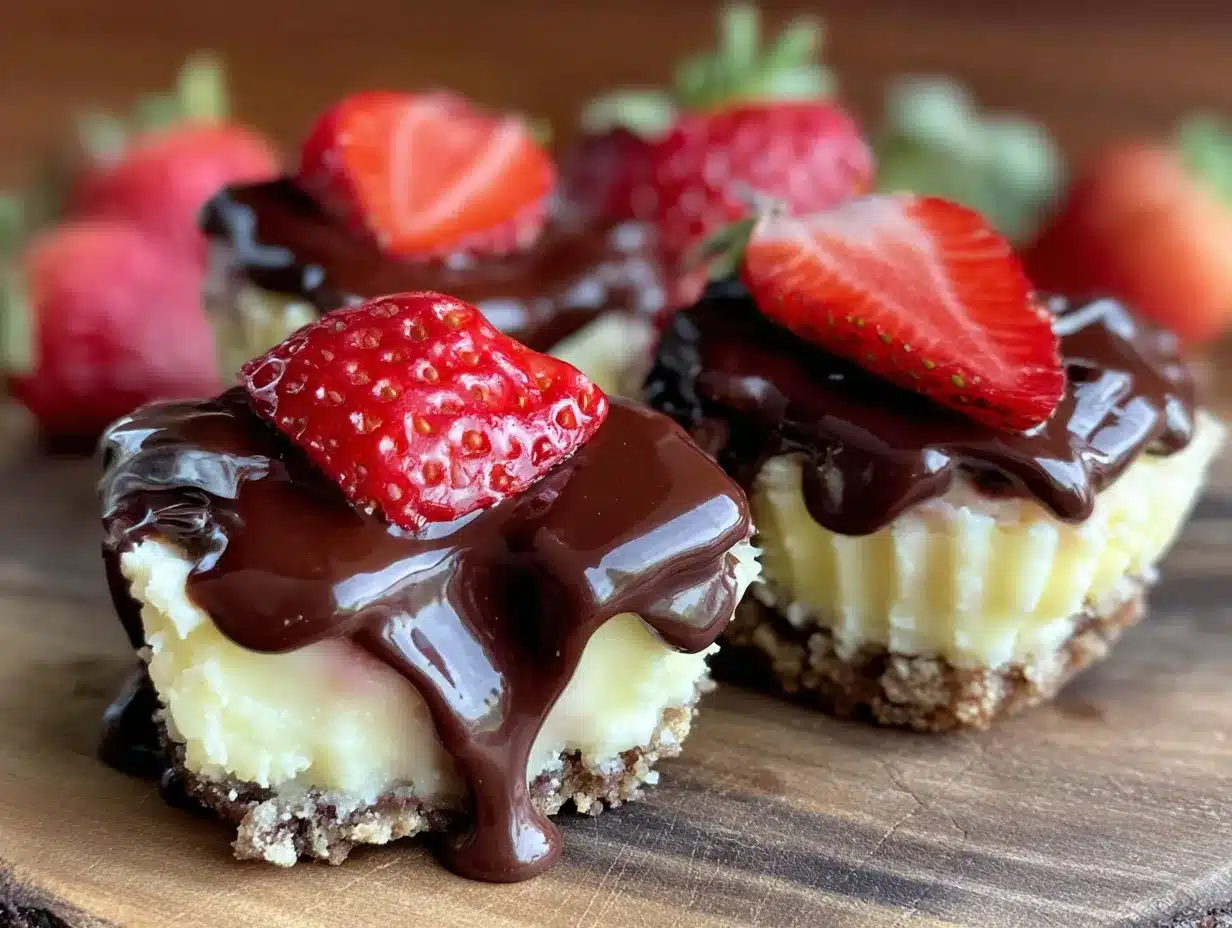 chocolate covered strawberry cheesecake bites preparation steps