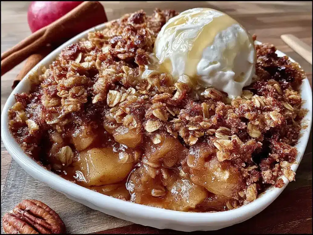 classic apple crisp with brown sugar oat pecan crumble - featured image