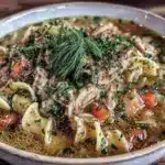 cozy homestyle chicken noodle soup with fresh dill - featured image