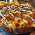 creamy buffalo chicken dip with ranch drizzle - featured image