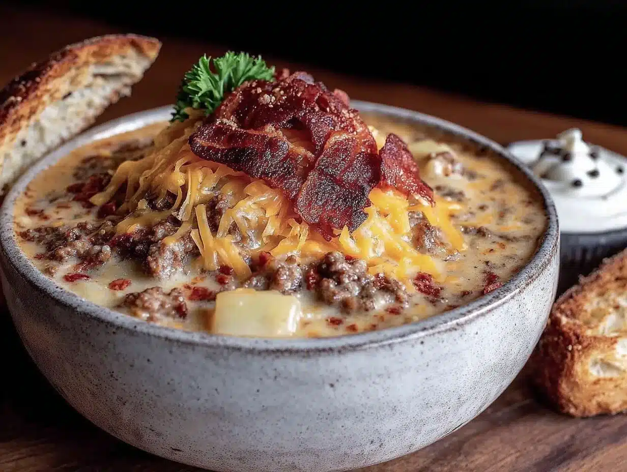 creamy cheeseburger potato soup preparation steps