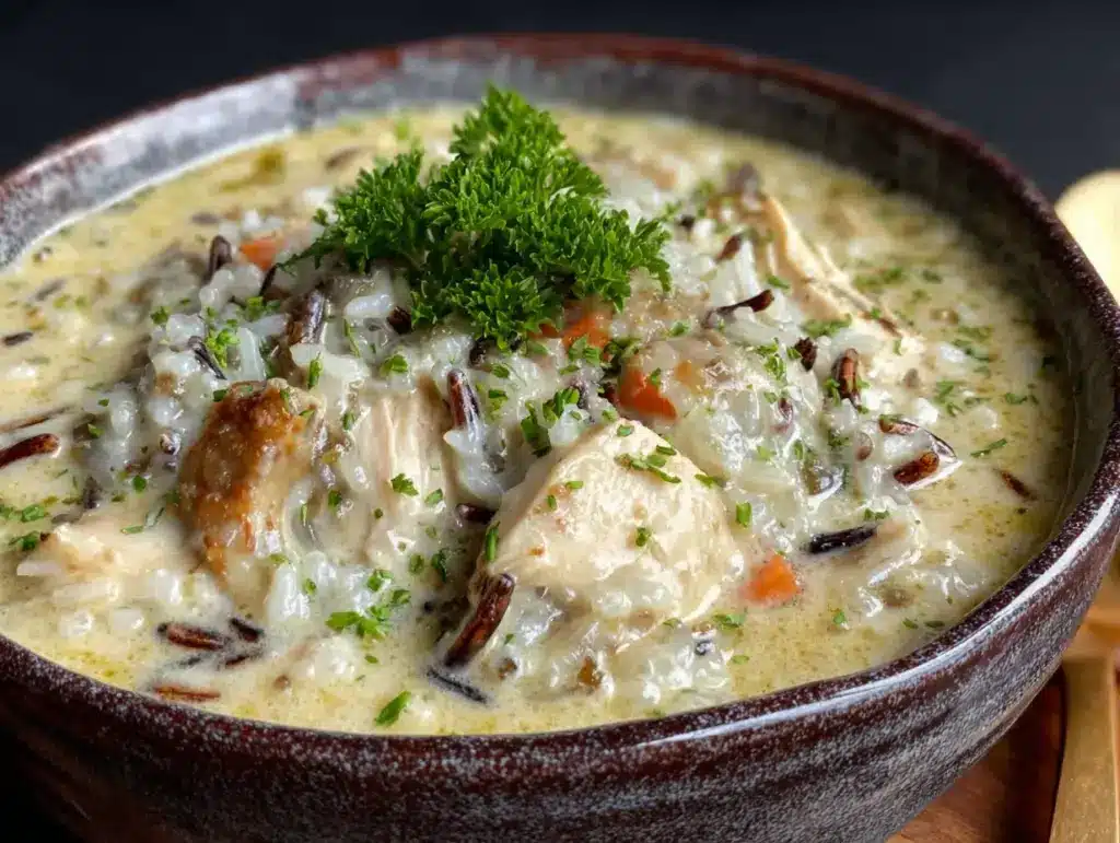 creamy chicken and wild rice soup - featured image