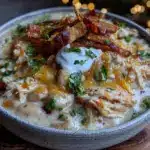 creamy crockpot white chicken chili - featured image