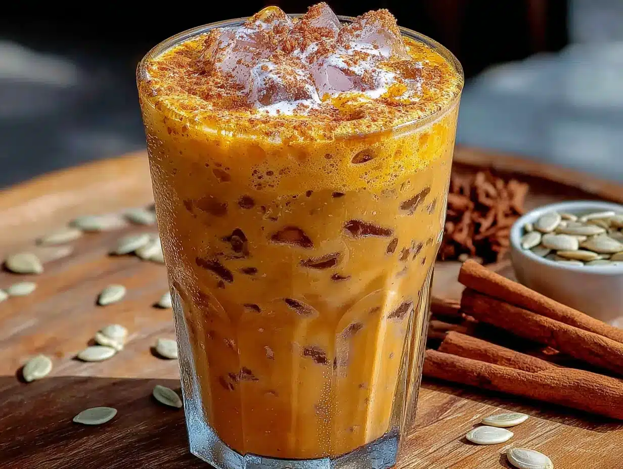 creamy iced pumpkin cold foam latte preparation steps
