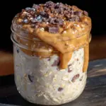creamy overnight peanut butter chocolate chip oats - featured image