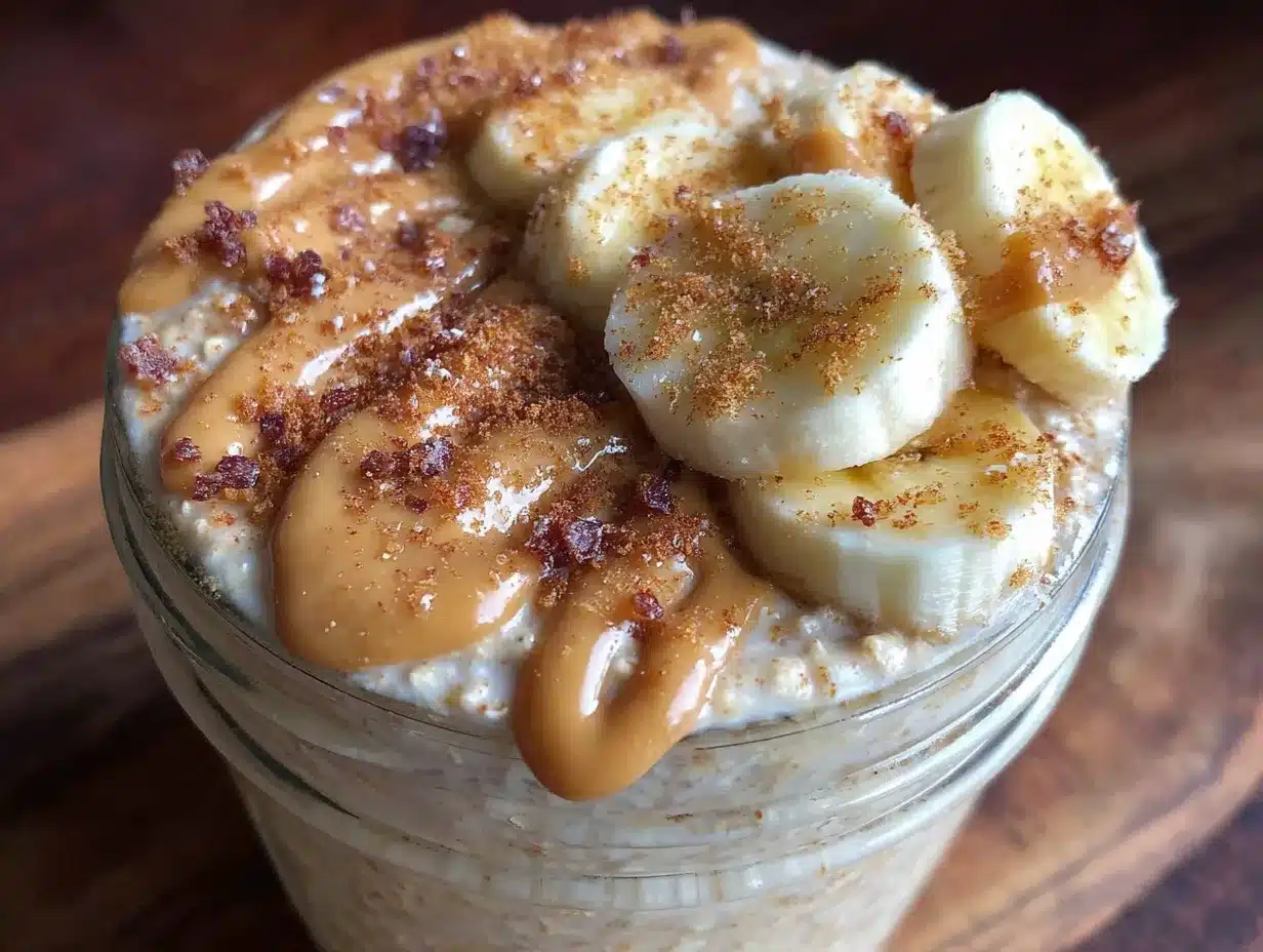 creamy peanut butter banana overnight oats preparation steps