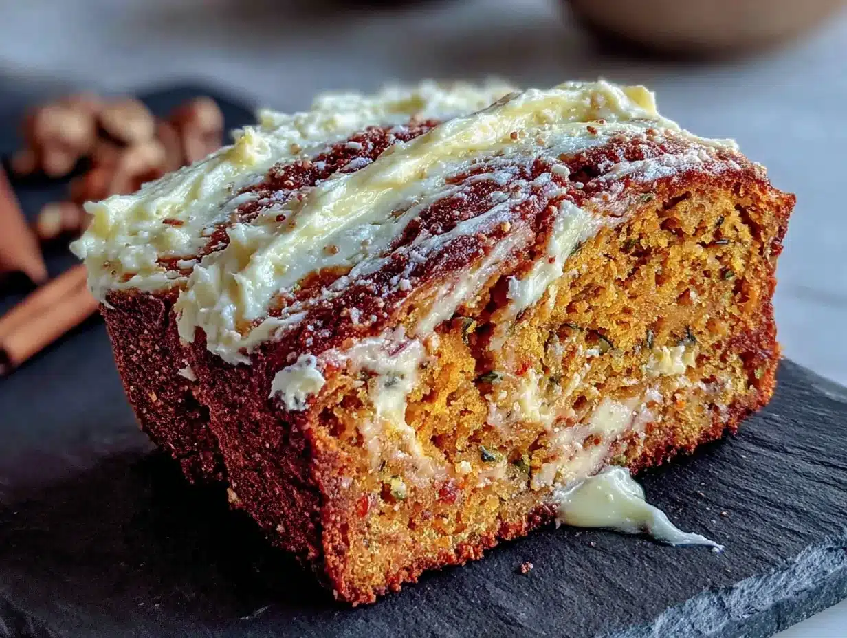 creamy swirled pumpkin bread with cream cheese preparation steps