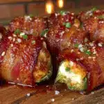 crispy bacon wrapped jalapeno poppers - featured image