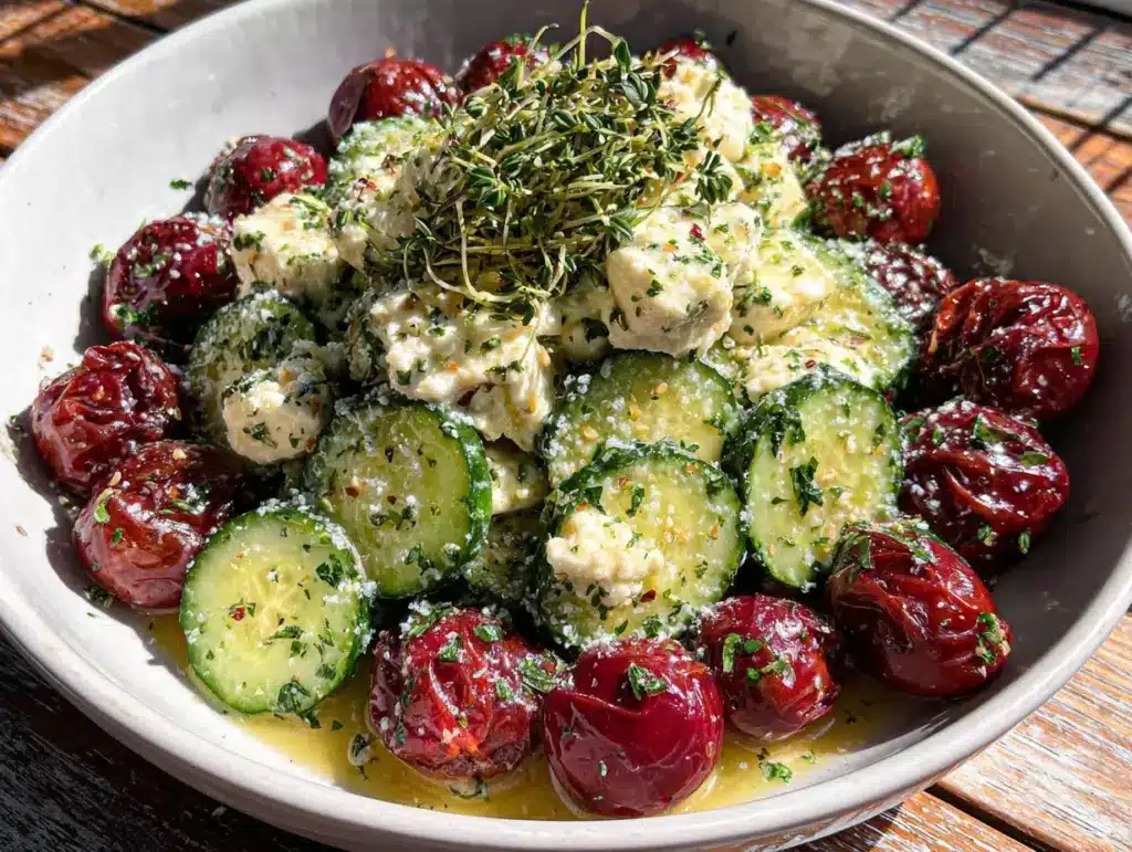 cucumber tomato feta salad - featured image