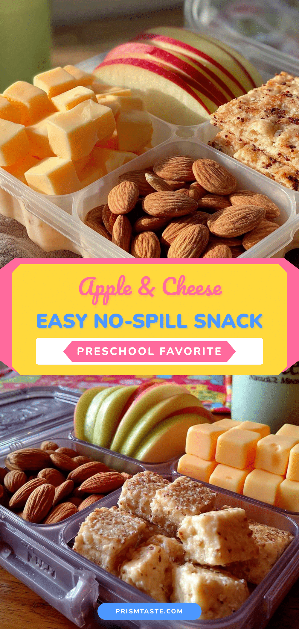 Easy No-Spill Preschool Snack Box with Apple & Cheese recipe