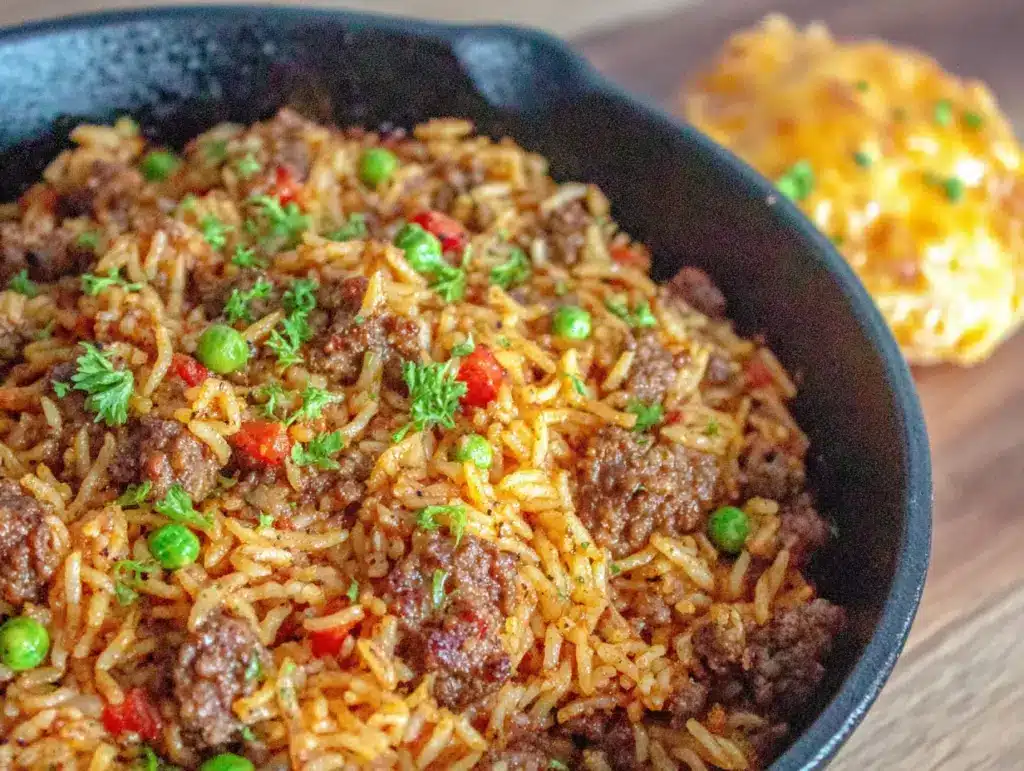 easy one-pan ground beef and rice skillet - featured image