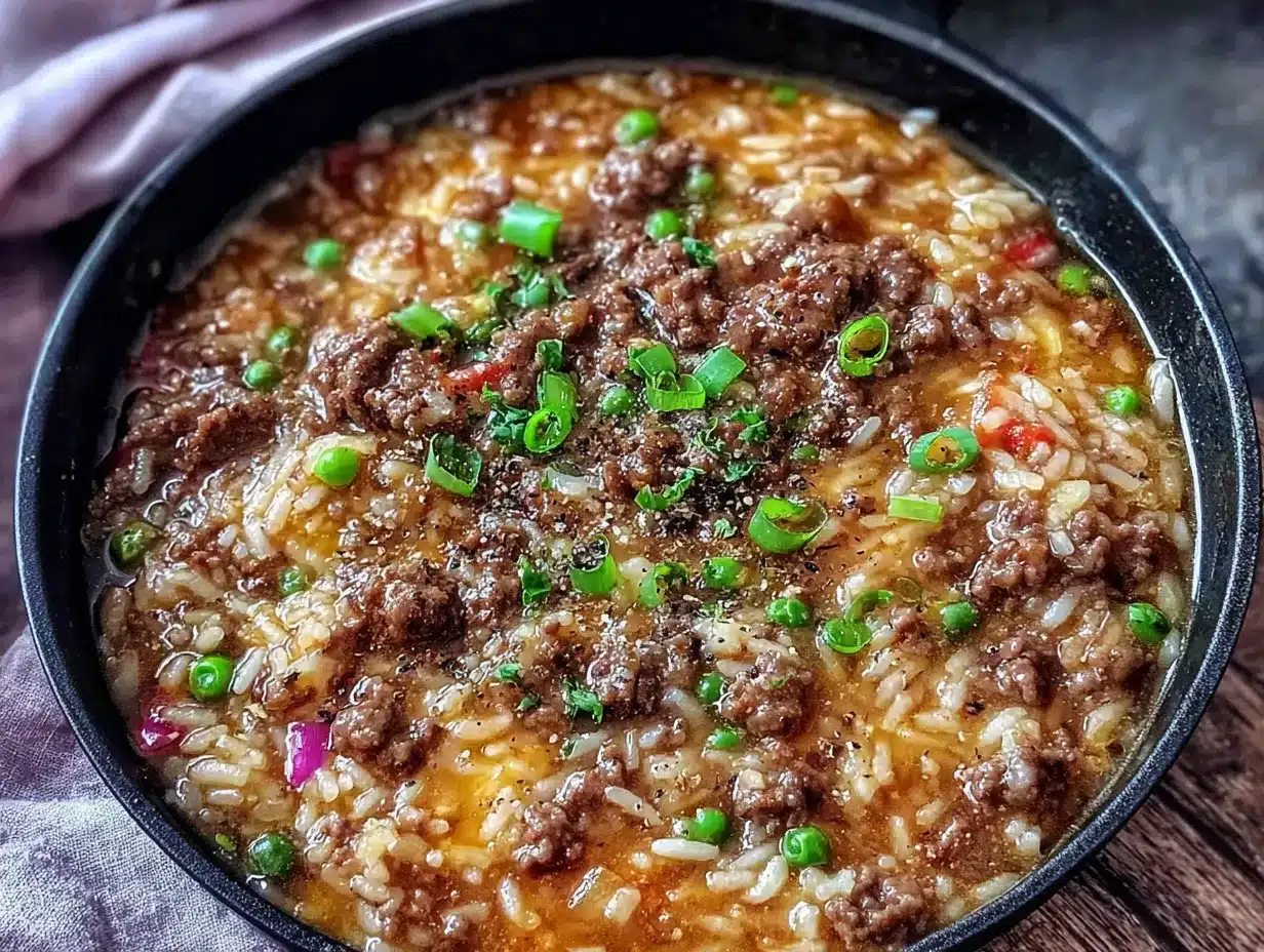 easy one-pan ground beef and rice skillet preparation steps