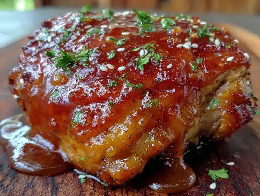 easy slow cooker honey garlic chicken thighs - featured image