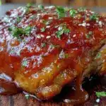 easy slow cooker honey garlic chicken thighs - featured image