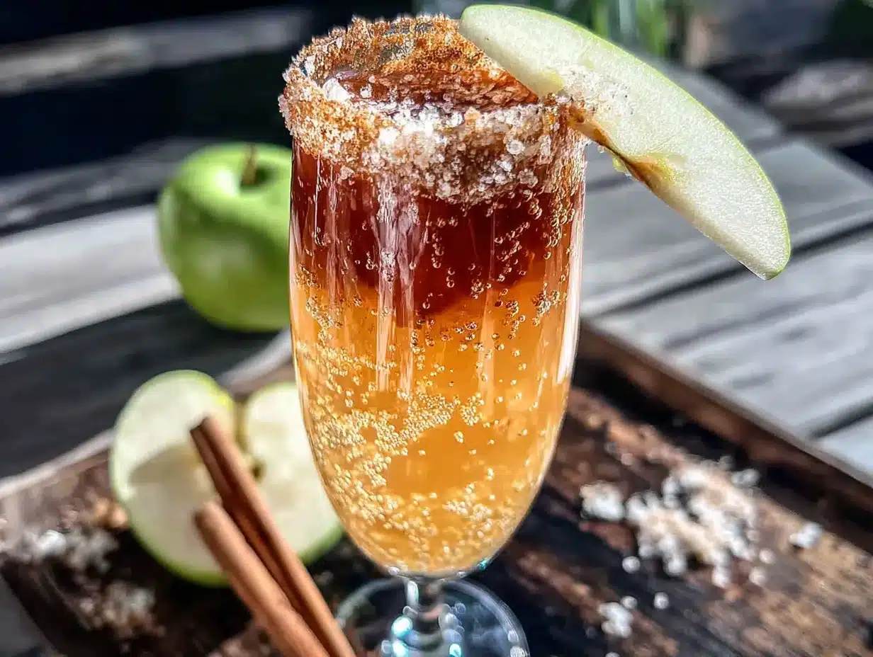 Easy Sparkling Apple Cider Mimosa Mocktail preparation steps