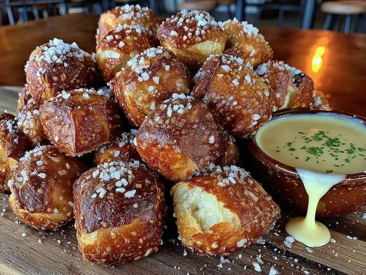 German Pretzel Bites with Beer Cheese Dip preparation steps